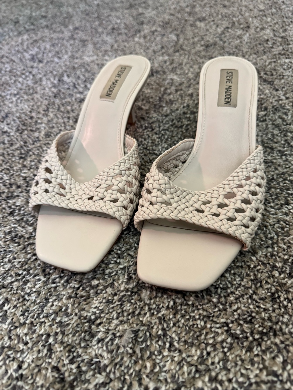 Steve Madden Beige Braided Kitten Heel Square Toe Women's Kitten Heels 8.5M